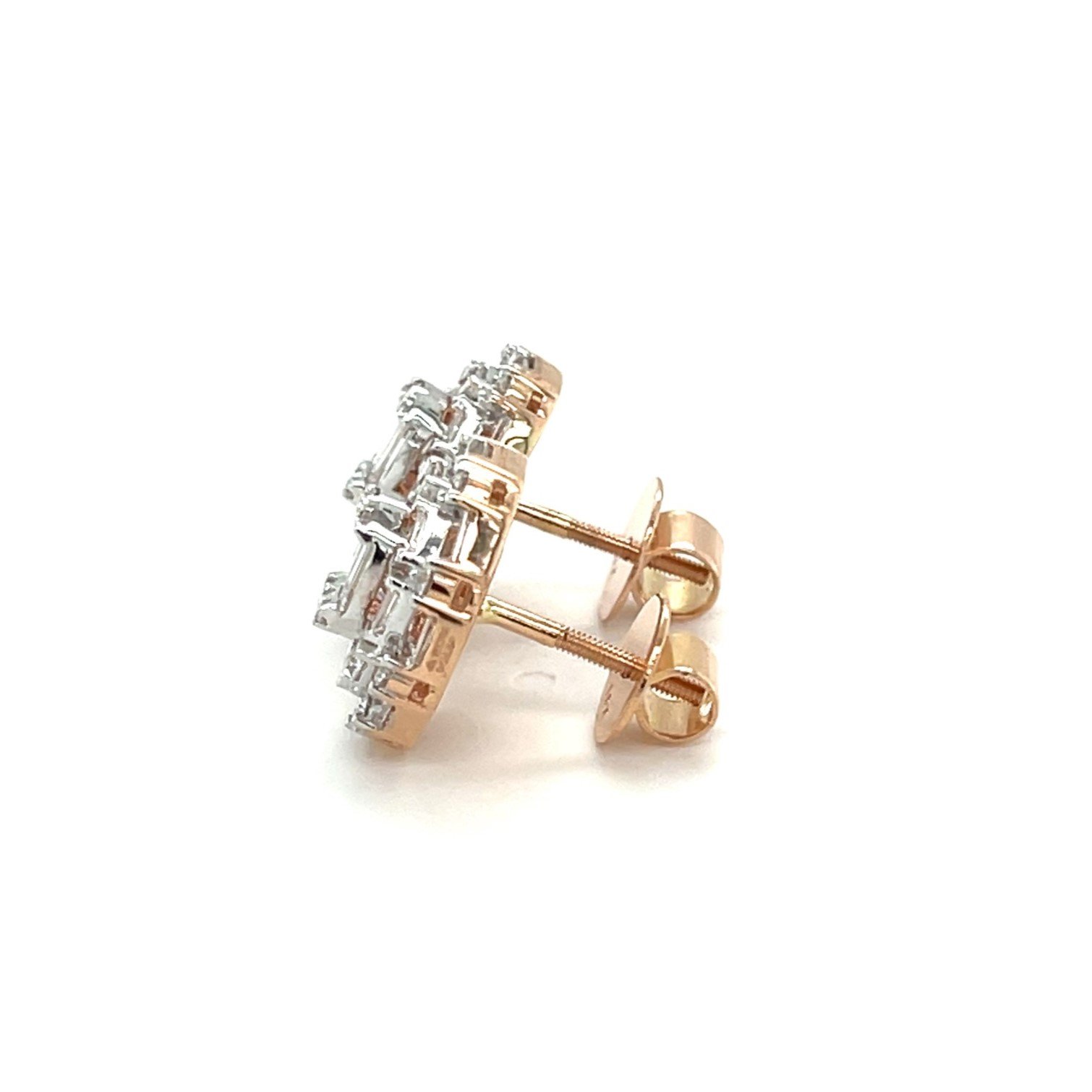 Luxurious Oval Halo Diamond Stud Earrings in Rose Gold